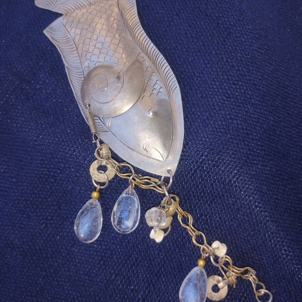 Elegant Real 925 Silver Handmade Fish Brooch